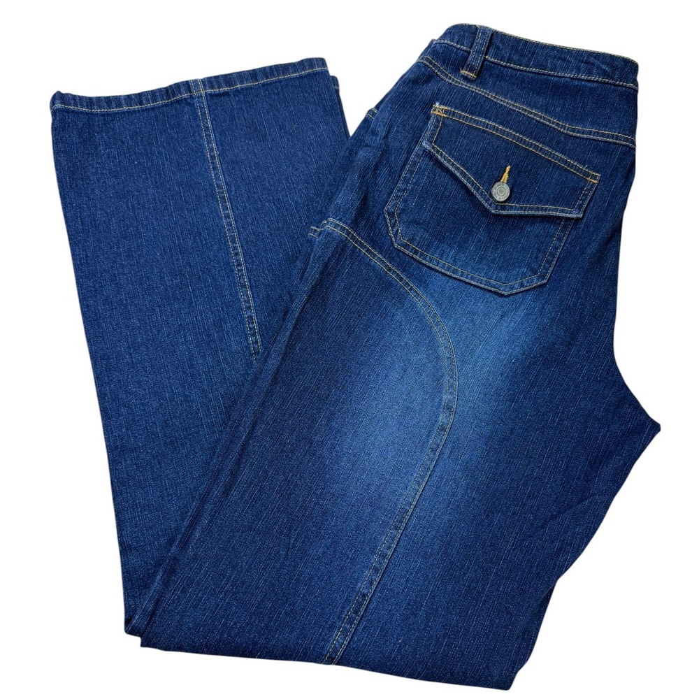 Vtg Metrostyle Jeans Women Size 12 Blue Flare Leg Stretch Denim Y2K Curved Seam